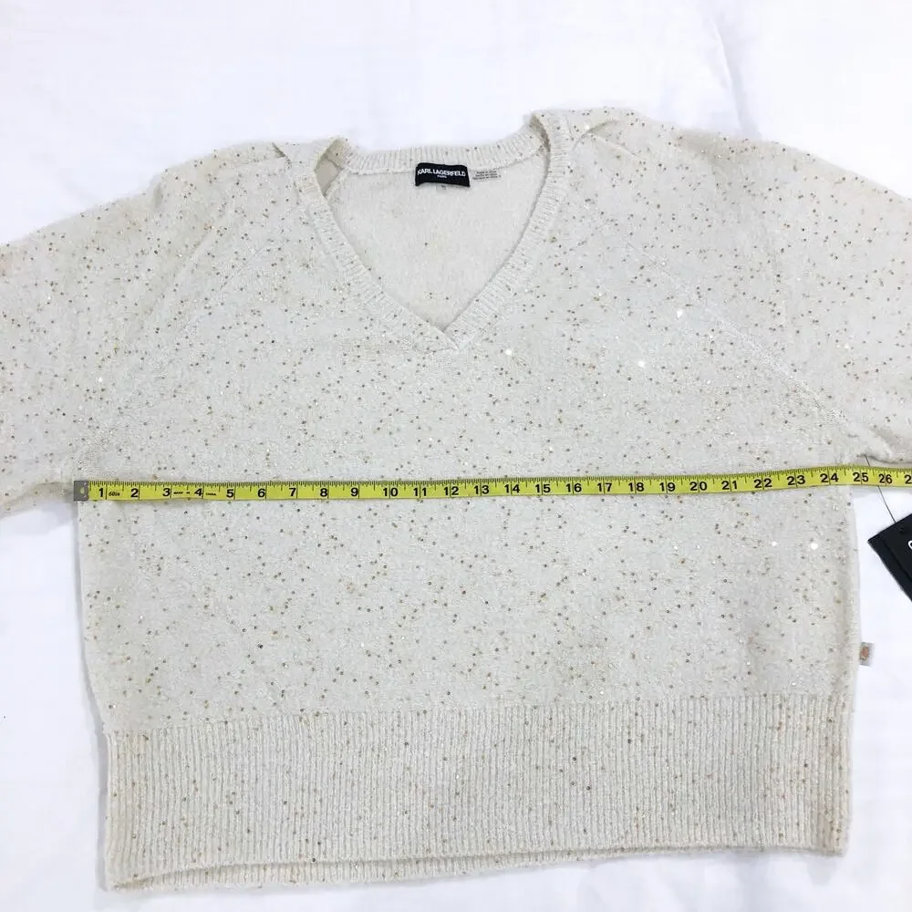 Karl Lagelfeld Paris Sparkle V-Neck Sweater